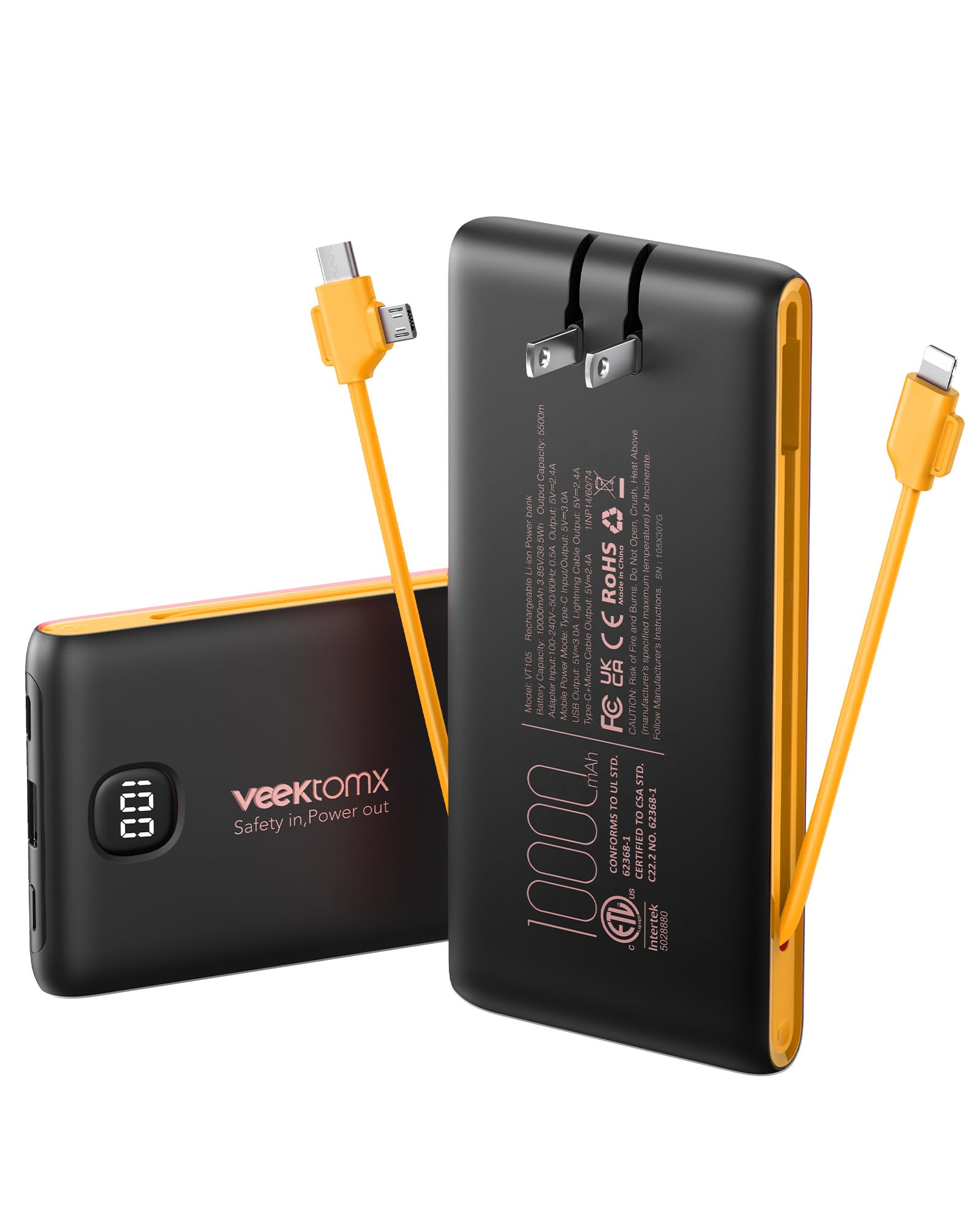 Amazon.com: VEEKTOMX Portable Charger with Built in Cables