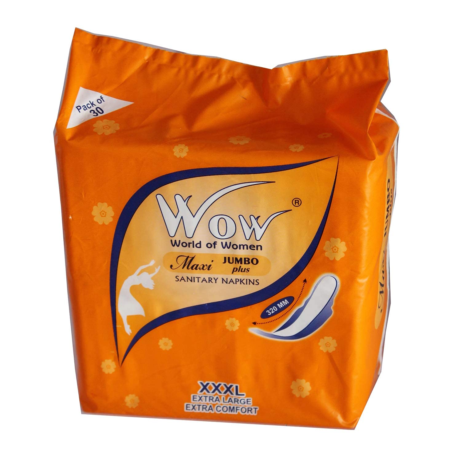 WOW Maxi Jumbo Plus 320MM Extra Soft and Comfort Day Night XXXL Sanitary Pads /Napkins for Women Ultra thin Dry Coverage Ultra Soft- Organic and rash Free Disposable Pad (Pack of 30) (B09HRQGKR3) Amazon Price History, Amazon Price Tracker