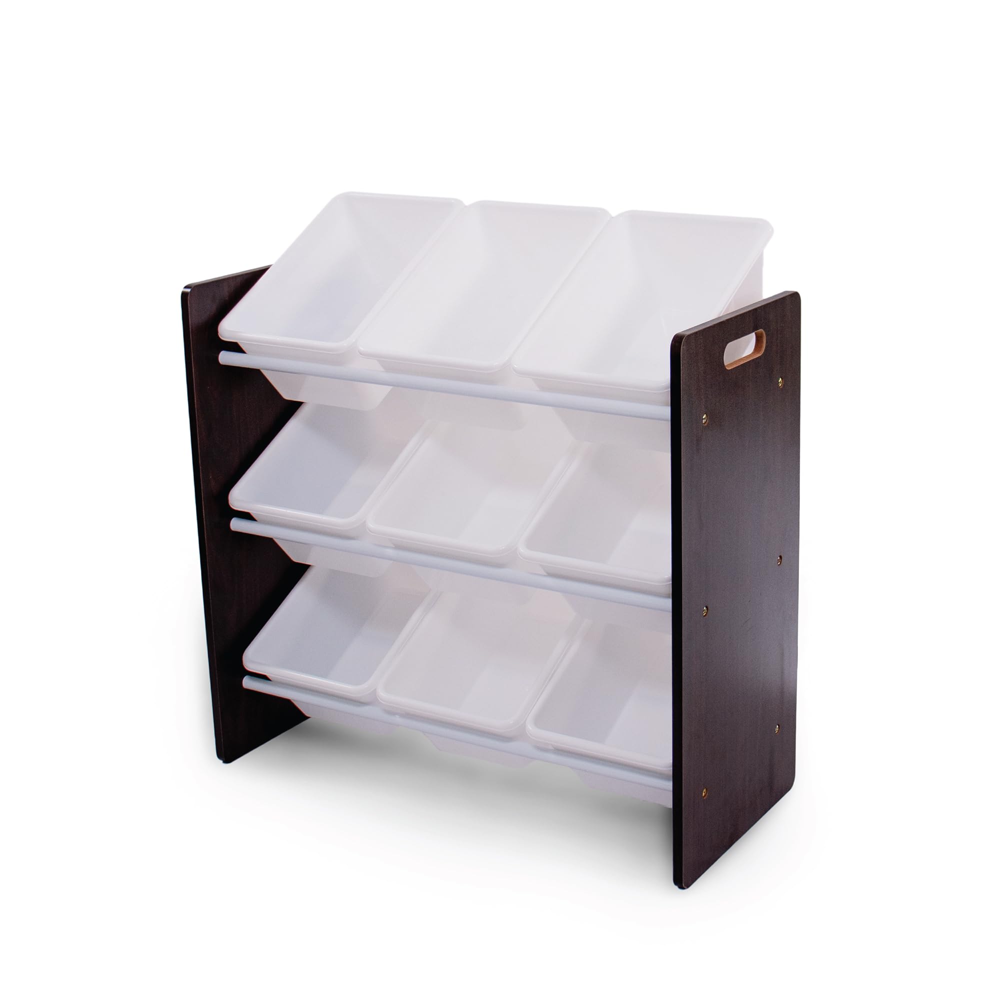 Humble Crew Toy Storage Organizer with 9 Removable Storage Bins for Kids Playroom, 3-Tier Toddler Toy Organization and Storage, Espresso/White