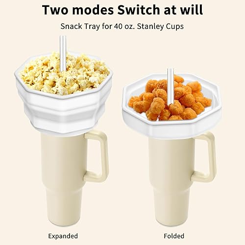 Miniatura 2 de Bandeja de aperitivos para Stanley, bandeja de aperitivos compatible con Stanley Cup de 40 onzas con asa, tazón reutilizable para aperitivos Stanley