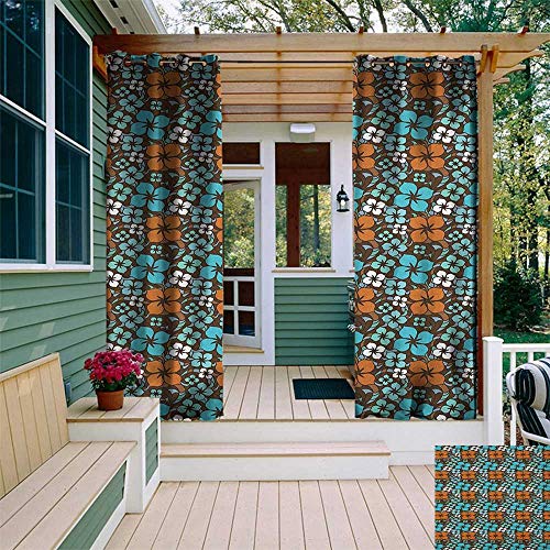 leinuoyi Doodle, Outdoor Curtain Ties, Cartoon Style Garden Design with Simplistic Petal Pattern Abstract Illustration, for Patio Waterproof W108 x L96 Inch Multicolor