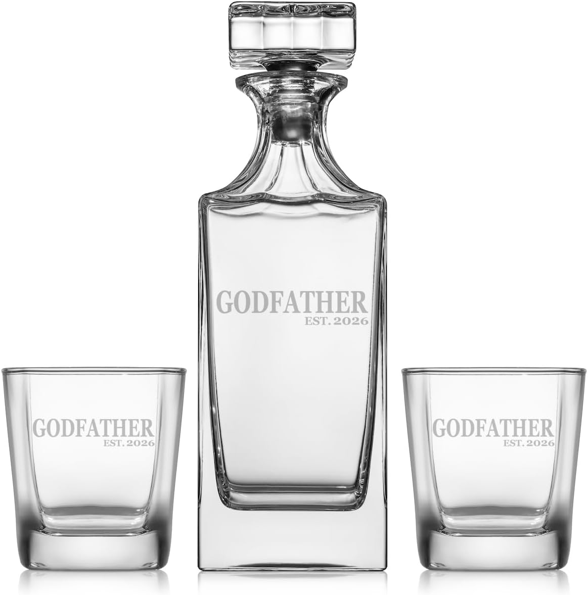Whiskey Decanter Gift Set With 2 Whiskey Old Fashioned Rocks Glasses Godfather Est 2026