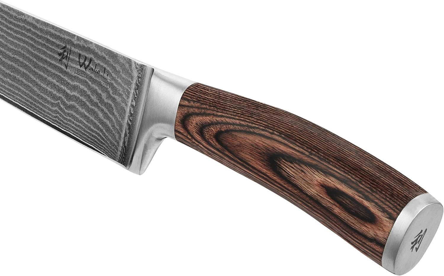 Wakoli EDIB 3-teiliges Küchenmesser Set aus echtem Damaststahl (VG10 Kern) in Geschenkbox aus Holz – Scharf & ergonomisch – Damastmesser Set mit Pakkaholzgriffen