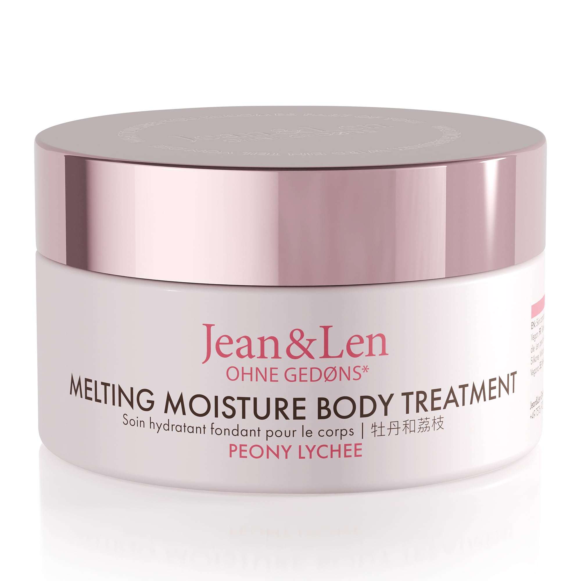 Jean & Len Melting Moisture Body Treatment Peony & Lychee, dla perfumowanych efektów pielęgnacyjnych, masło do ciała, bez parabenów i silikonów, wegańskie, 200 ml