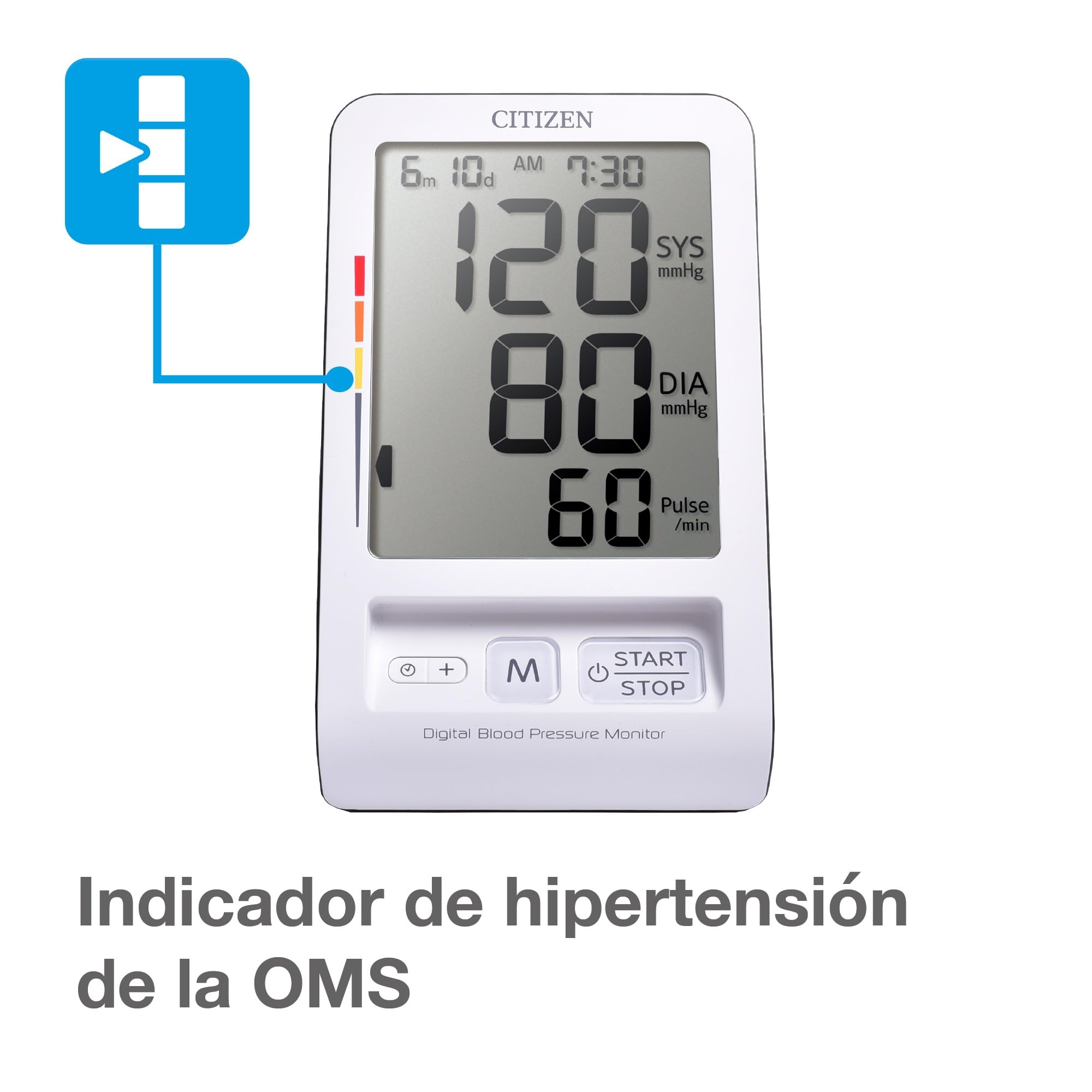Tensiómetro de Brazo Automático CITIZEN CH-456 Pantalla LCD | Ideal adultos mayores | Uso doméstico 1 botón | Detección arritmias | Memoria 90 lecturas | Manguito suave 22-32 cm