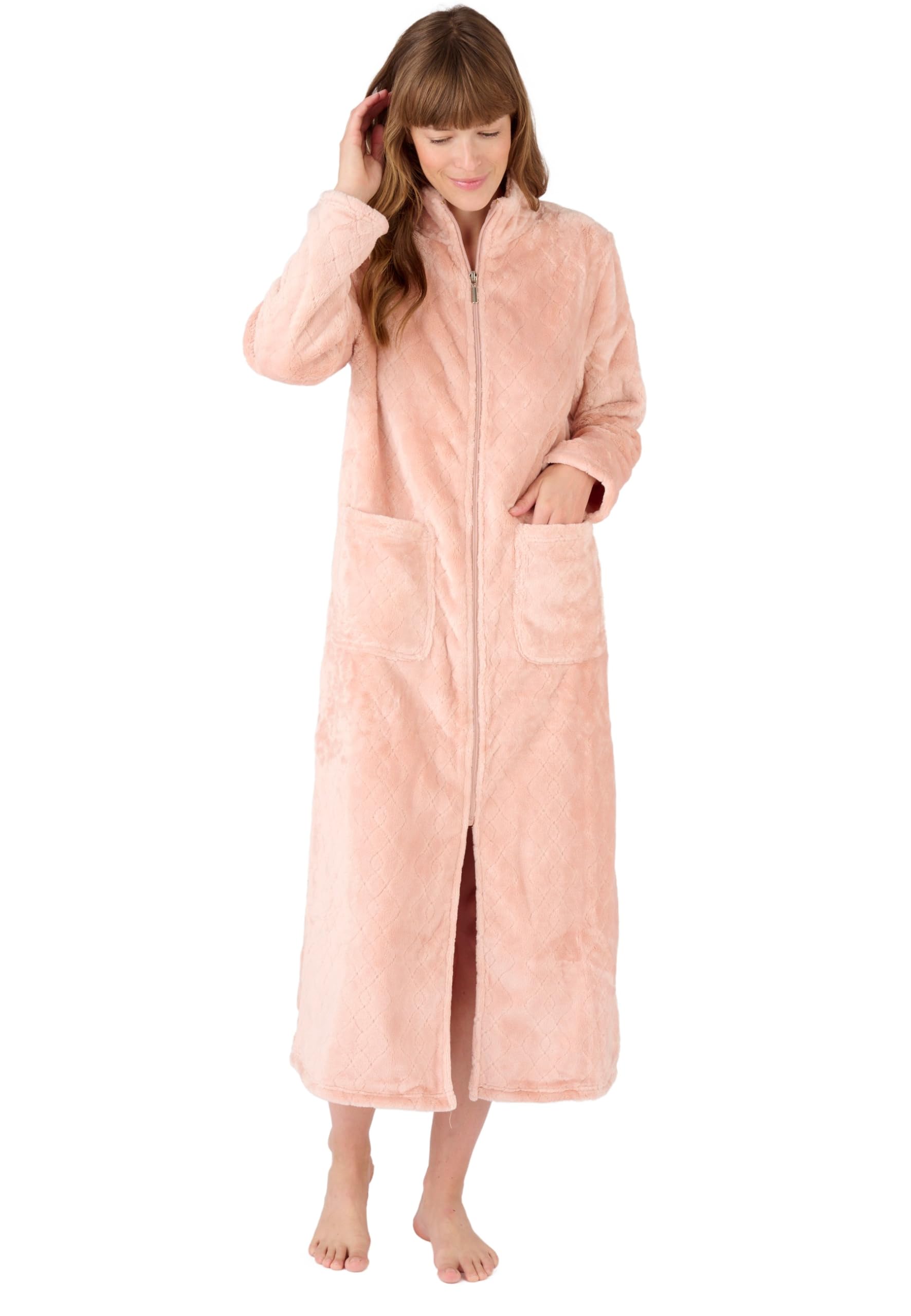 Damart - Thermolactyl Zipped Gown, Misty Rose, 14/16