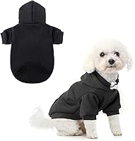 SCENEREAL Small Dog Hoodie Sweater with Hat & Pocket, Soft Fleece Warm Winter Coat for Small Dogs & Big Cats, Black S