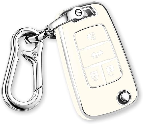 QBUC Funda para llavero Chevy con llavero de poliuretano termoplástico suave con ribete plateado, compatible con Chevrolet Chevy Equinox Malibu