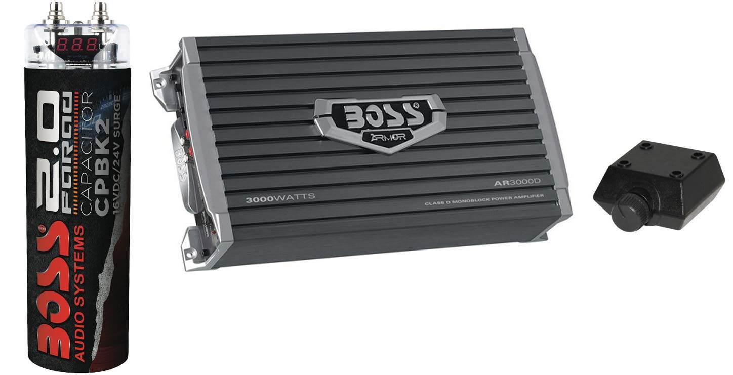 Boss AR3000D 3000W MONOBLOCK D Car Amplifier Amp+Remote+2 Farad Capacitor Cap