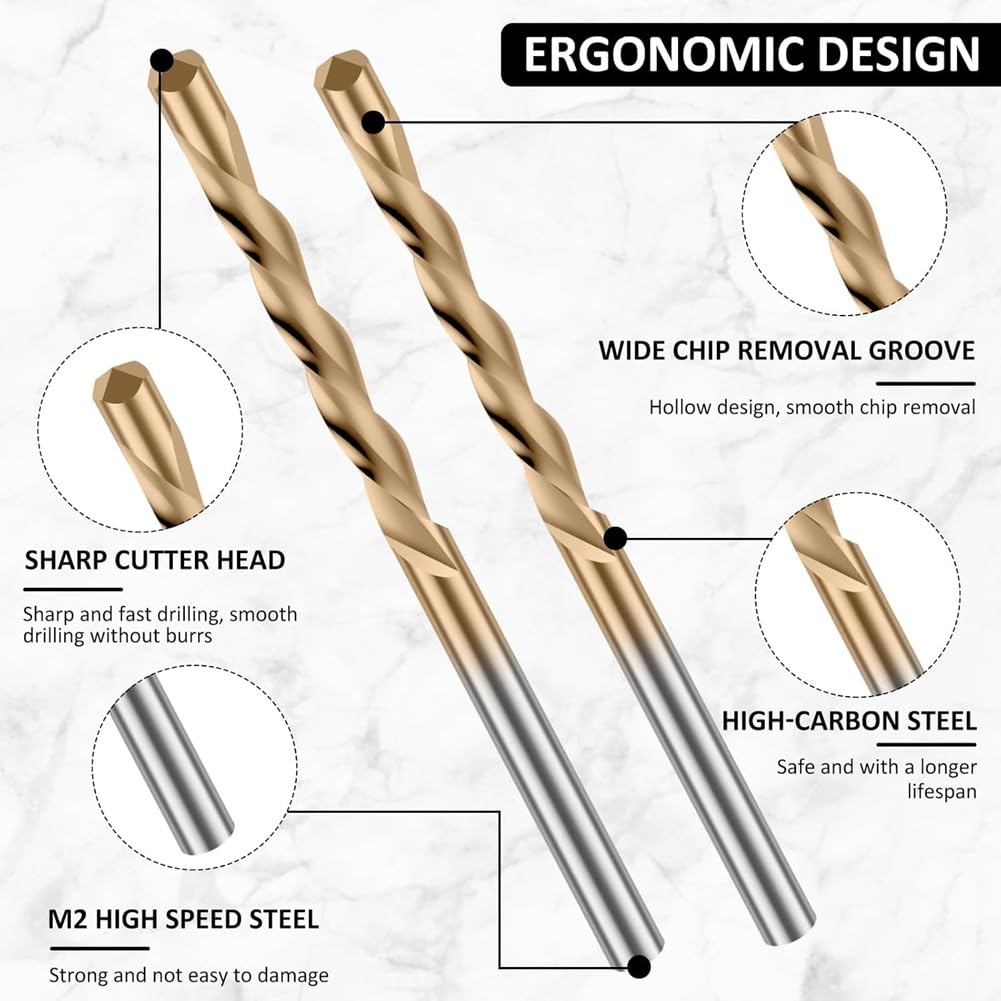 Juego 100 Brocas para Paneles Yeso, Brocas con Punta Espiral 1/8 Pulgada, Brocas Fresadora con Punta Guía para Trabajos Carpintería en Madera y Paneles Yeso B