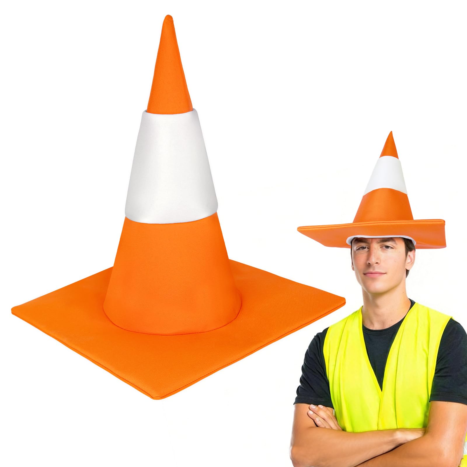 Spinosaurus Traffic Cone Hat Traffic Cone Costume Accessories Funny Hats for Adults Orange Novelty Silly Dunce Hat for Stag Do Party Halloween (1)