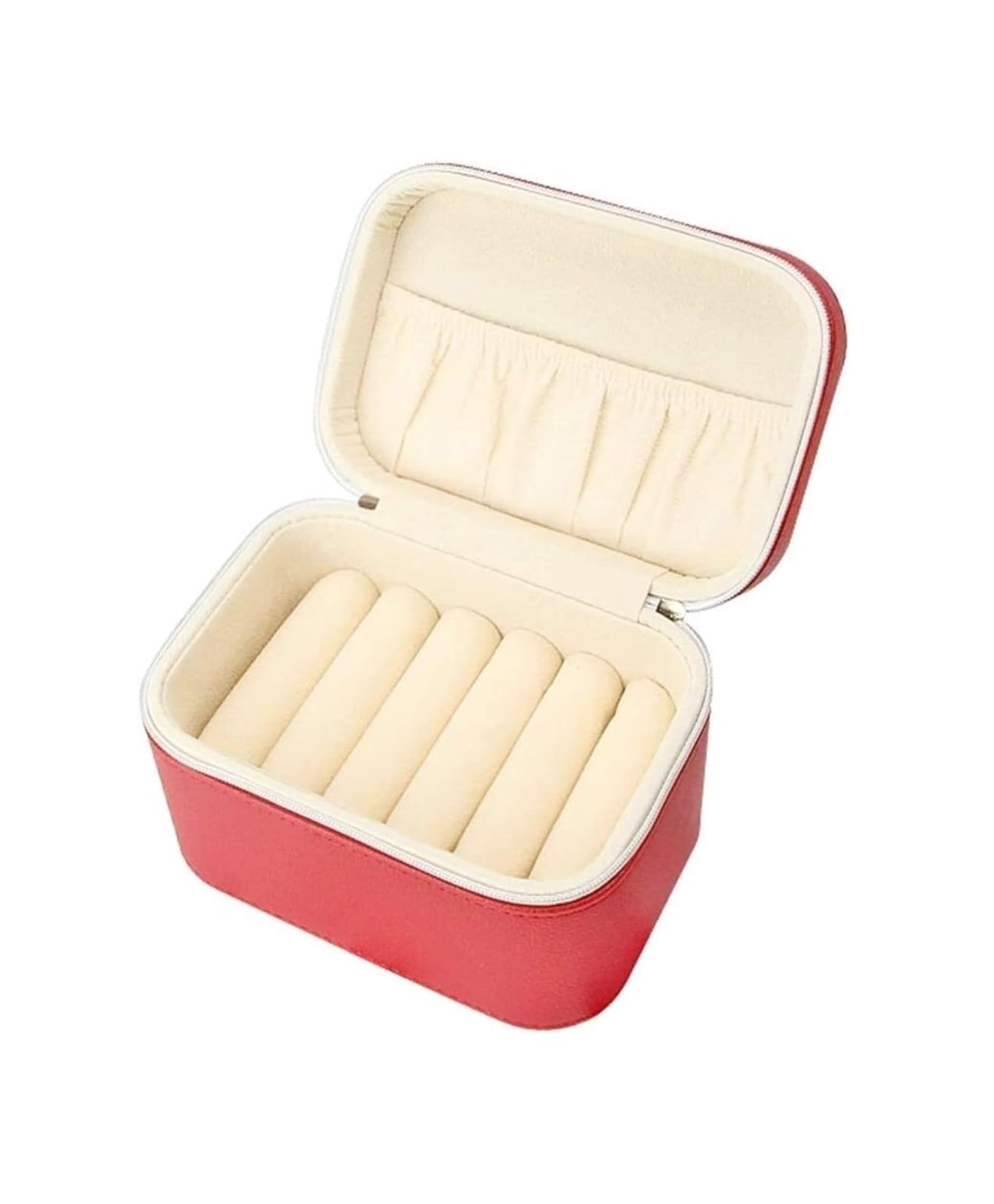 Boîte à bijoux pour femmes rouge, le cadeau idéal avec 5 grilles