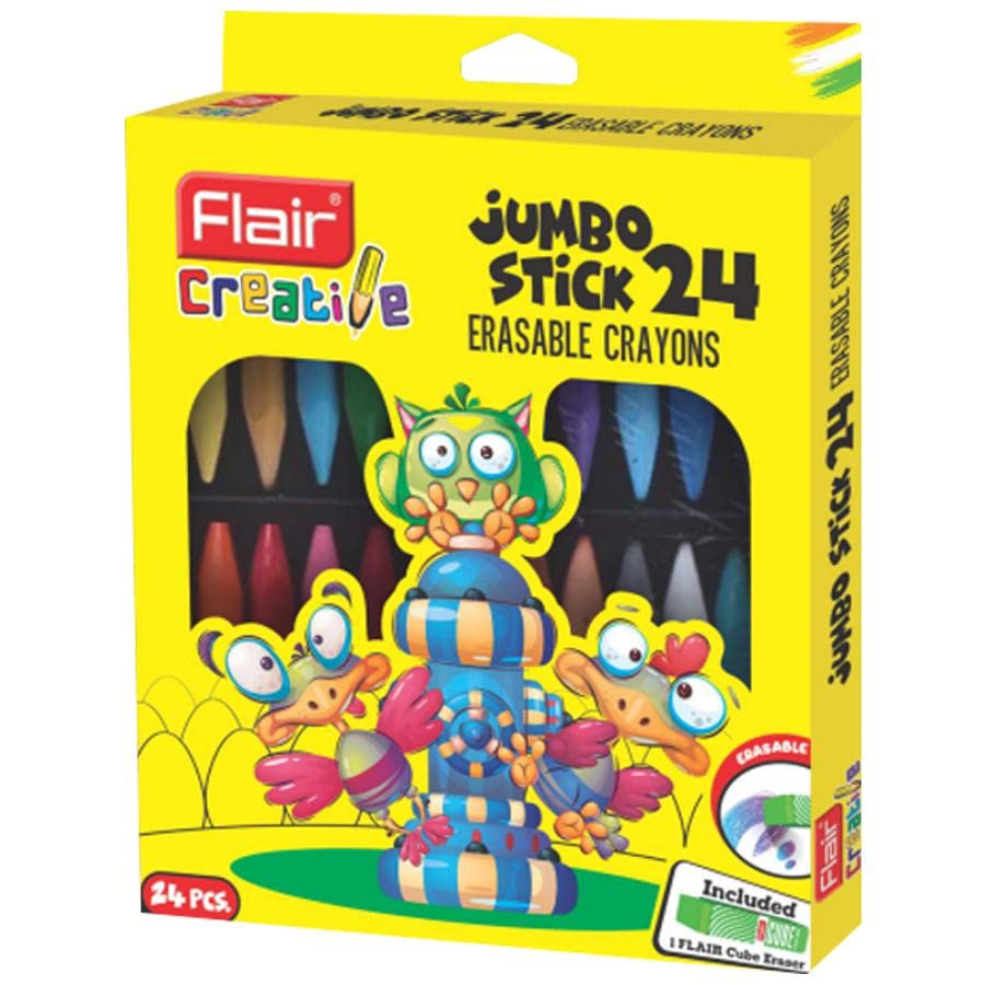 FLAIR Creative Series Jumbo Stick Erasable Crayons | Bright and Strong Wax Crayons | Non-Toxic | Kids Colouring Set | Safe Colouring Kit for Children | 24 Shades Box Set (B0BNQSRF6P) Amazon Price History, Amazon Price Tracker
