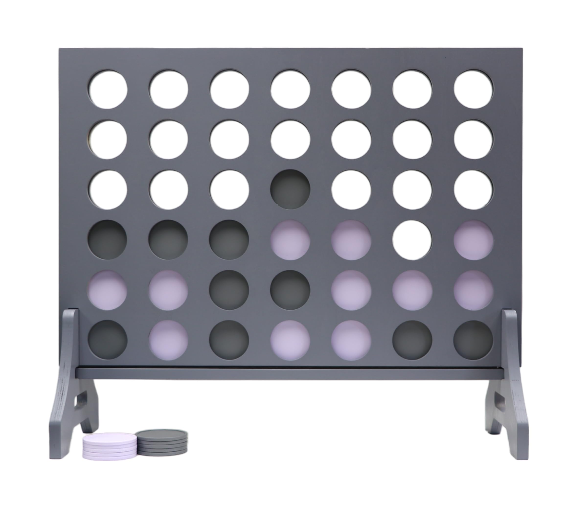 Giant 4 in a Row Game for Family &amp; Adults – Tailgating Pros Jumbo Grey Wooden Four in a Row Indoor &amp; Outdoor Yard Game for Family Party Fun, Portable Activities for Patio, Backyard, and Camping