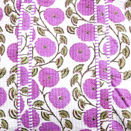 Image of YILLE Cotton Quilted Floral & Tiger Print Tote Bag, 18 x 18 inches For Grocery Shopping, Travel
