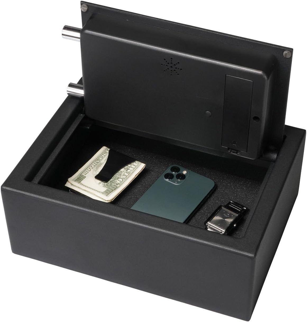 Stack-On Small Drawer Safe with Electronic Lock – Compact Personal Safe for Desk or Nightstand with Backup Key and Steel Security Construction