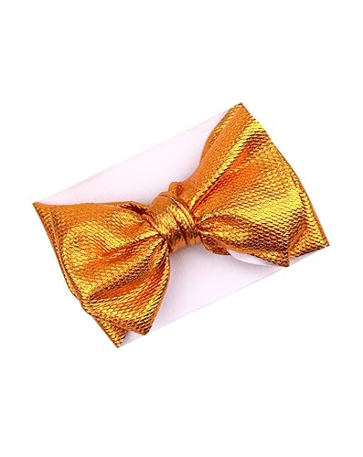 BBG38 - Diadema de turbante bronceadora para bebé diadema metálica desordenada color dorado metálico brillante rosa