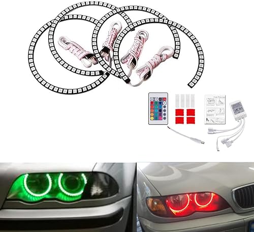 4pcs 131MM 16 Multicolor RGB 5050SMD LED Angel Eye Halo Anillos para BMW E46 E38 E39 3 5 7 Series Faro Demon Eyes DRL