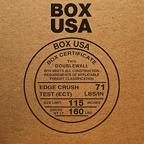 Image of BOX USA Shipping Boxes Double Wall 20 inchL x 20 inchW x 20 inchH, 10-Pack | Corrugated Cardboard Box for Packing, Moving and Storage