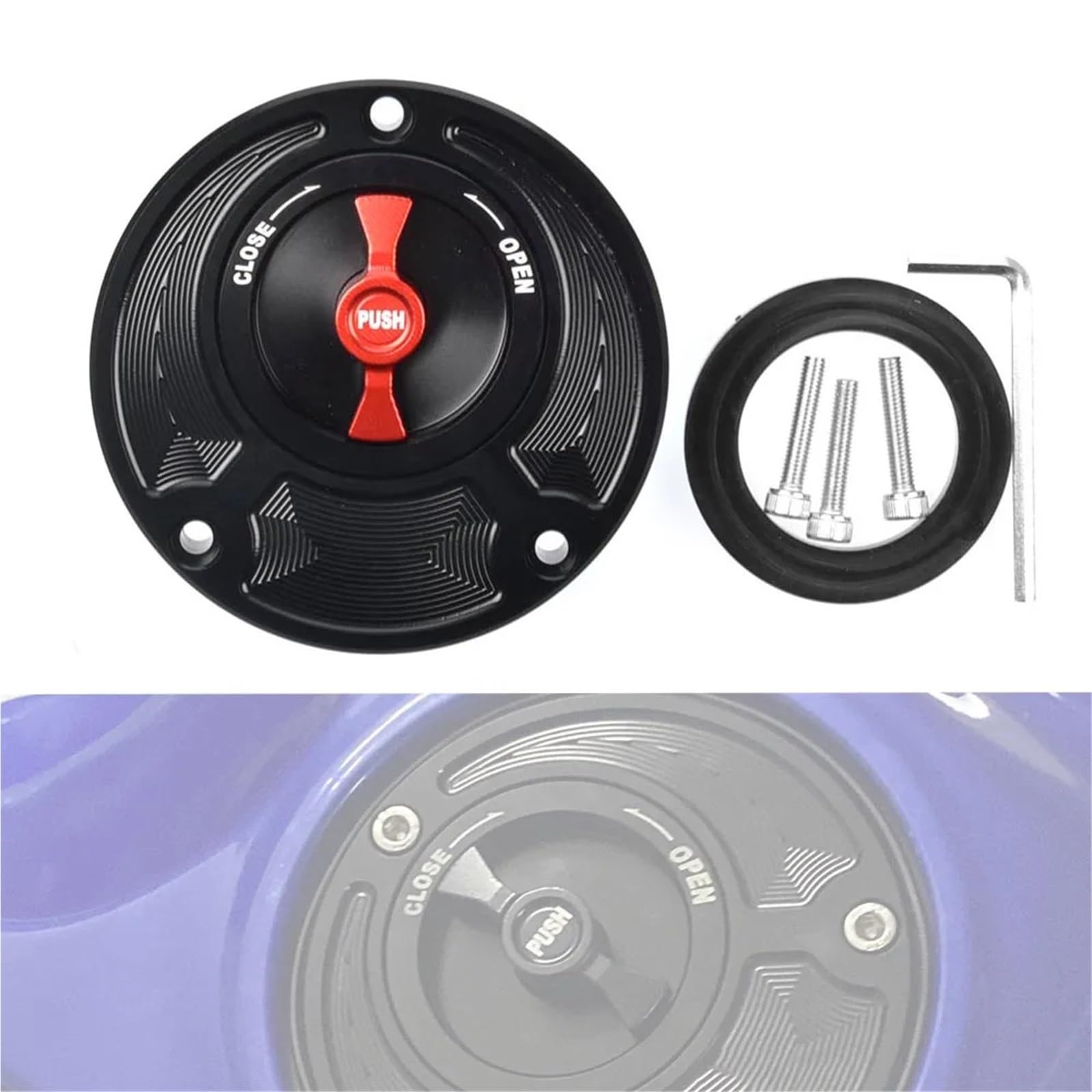 Korek wlewu paliwa do motocykla Pasuje do Yamaha FZ6 FZ6R FZ1 R1 R6 R6S CNC pokrywa zbiornika paliwa gazowe aluminium Keyless akcesoria motocyklowe(Sliver Red)