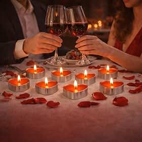 Velas Decorativas em Formato de Coração Kit com 10 Unidades – Velas Românticas para Decoração de Jantar, Casamento, Dia dos Namorados e Eventos – Ambiente Aconchegante e Sofisticado