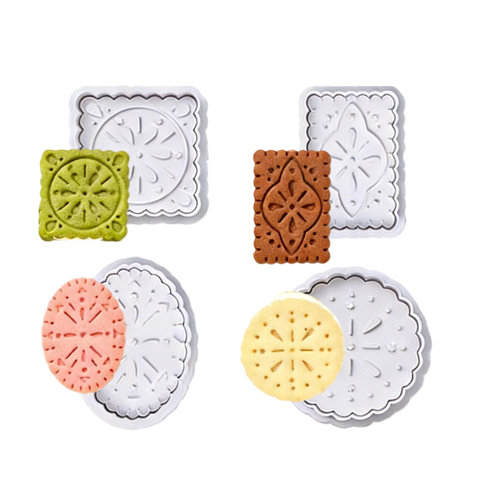 Shntig 4 Piece Waffles Biscuits Stamp Set Press Designs Home Baking Equipment for Easy Baking and Creative Cookie Cookie Stamp Set