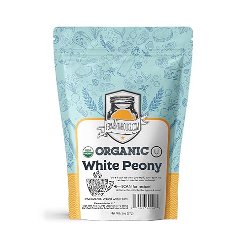 Fermentaholics Té de peonía blanca – 2 oz – Hoja suelta orgánica certificada por USDA – Sabor delicado para la elaboración de cerveza de kombucha,