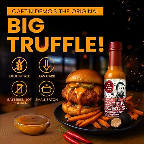 Miniatura 2 de CAPTAIN DEMO's BIG TRUFFLE - Salsa de pimiento rojo picante, el paquete original de botella individual con botella de viaje, salsa picante gourmet