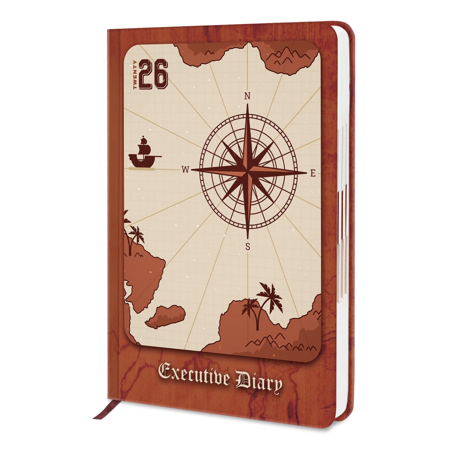 Diarymart Designer Cover Hard Bound New Year Planner Diary 2026 with Dates I One Day To A Page Format I 2026 Daily Planner Diary 2026 For Office, Corporate I A5 Size 21x15 Cm