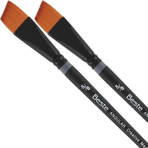 Miniatura 12 de Creative Mark Beste Golden Taklon Angular Curve #1-2 Paquete de pinceles para artista, pinceles de acuarela profesionales, para pintura acrílica
