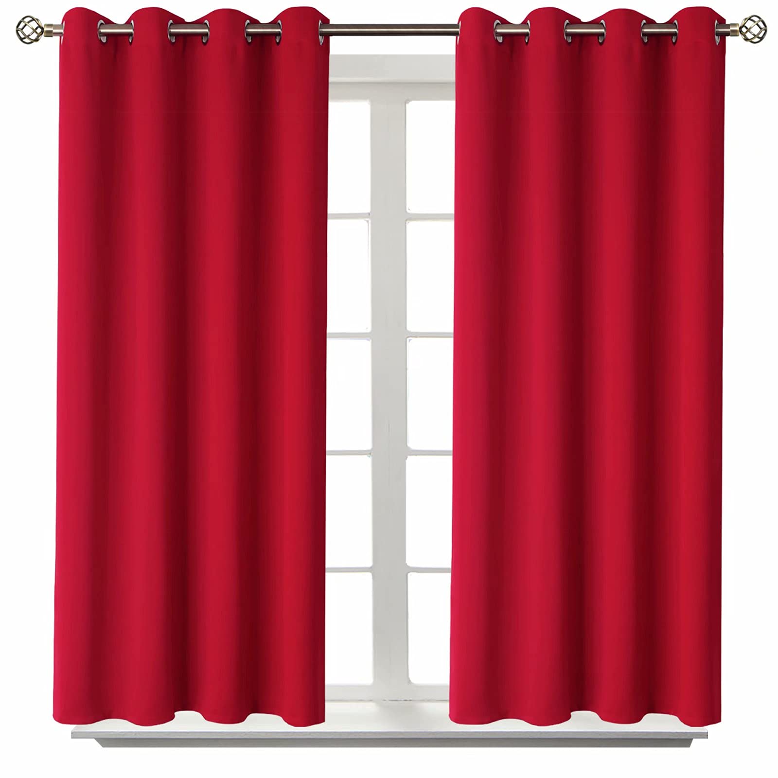 BGment Red Blackout Curtains for Bedroom 54 Inch Long - 2 Panels