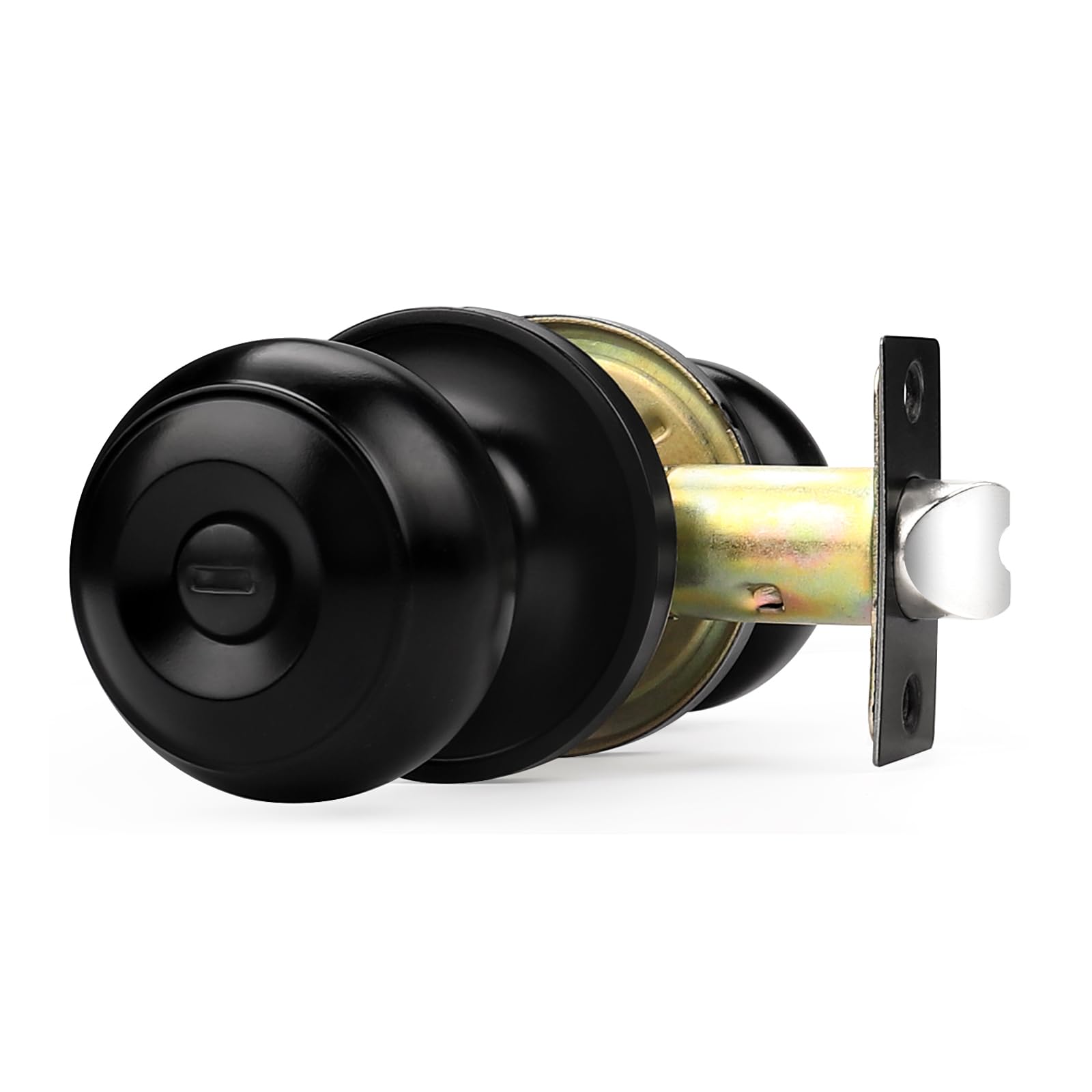 Flat Black Privacy Door Knob Interior Bath/Bed Lock Flat Ball Keyless Lock Interior Door Knobs (1 Pack)