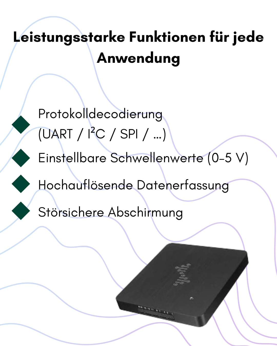 DreamSourceLab DSLogic U2Basic – 16-Kanal USB 2.0 Logikanalysator, bis zu 1 MHz Abtastrate, 64 Mbit Speicher, 16 G Stream-Tiefe, einstellbarer Schwellenwert, Aluminiumgehäuse, DSView-kompatibel