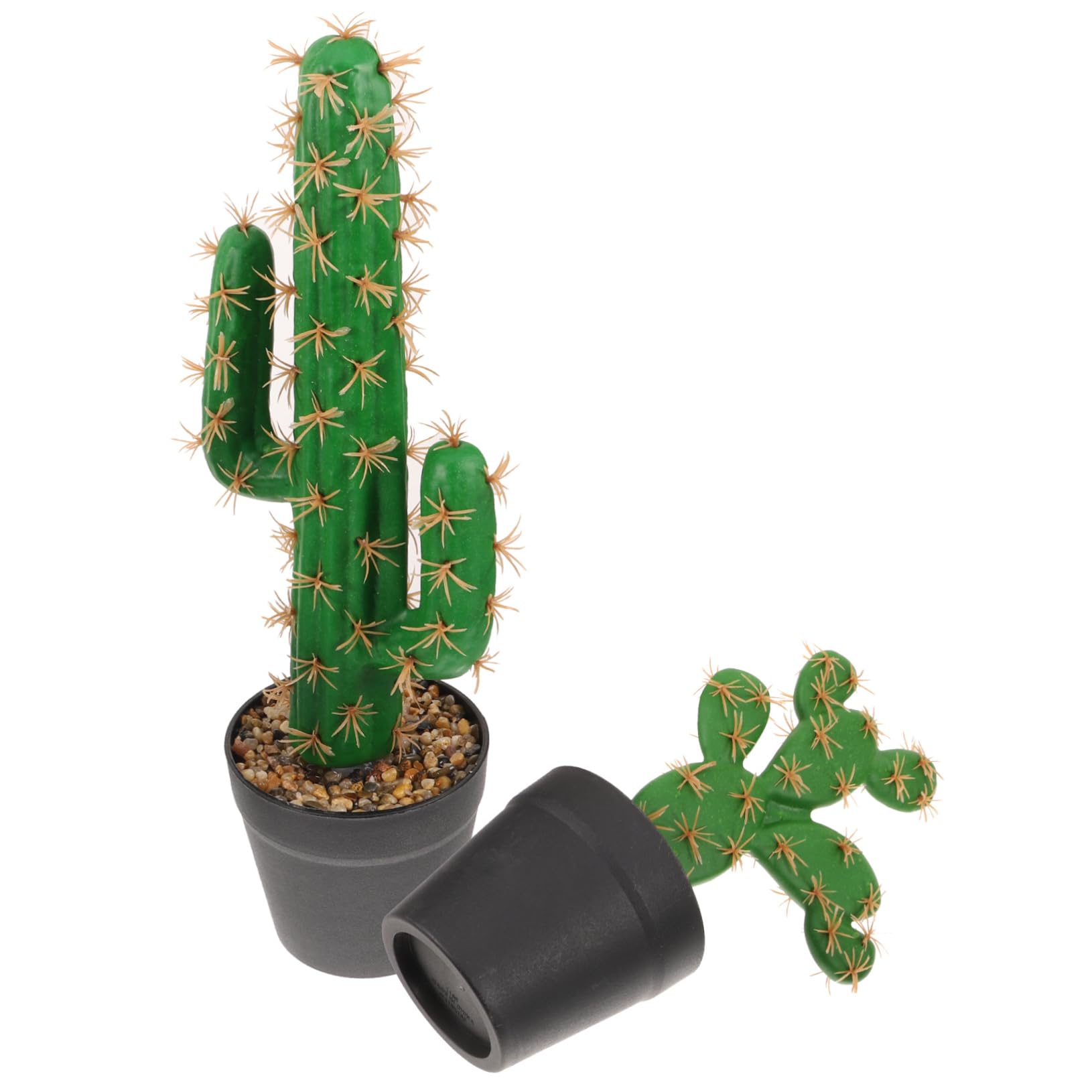 MAGICLULU 2piezas Cactus Artificiales Decoración Escritorio Plantas Suculentas Maceta Adorno De Cactus Pequeño