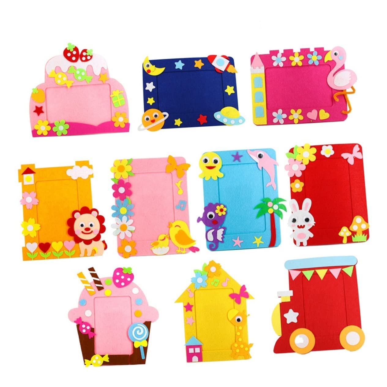 10 Set cornice fai da te in tessuto non tessuto adesivi per artigianato per kit trucco per per ragazze album in tessuto non tessuto materiale dell'album