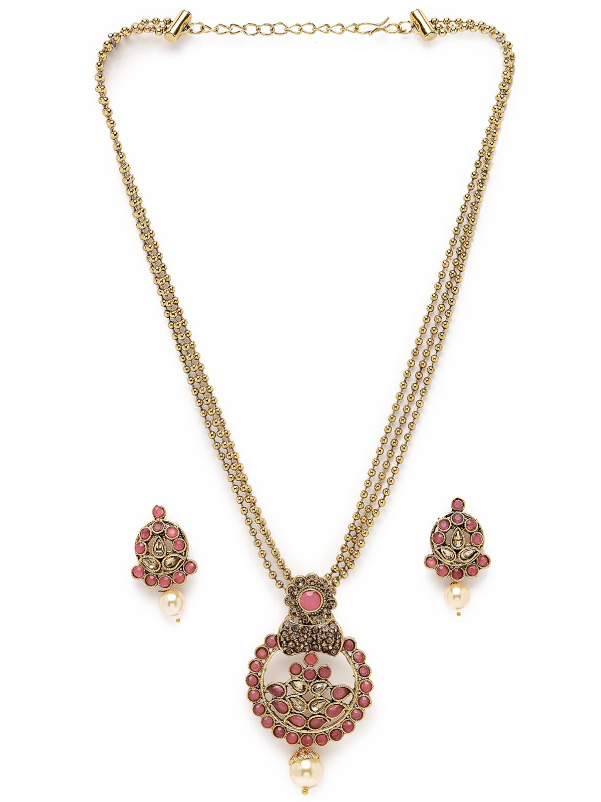 Sukkhi Eye-Catching Pink Stone Multistring Long Necklace Set And Earring | Jewellery Set For Women (NS105679) (B0CBB9XPKC) Amazon Price History, Amazon Price Tracker