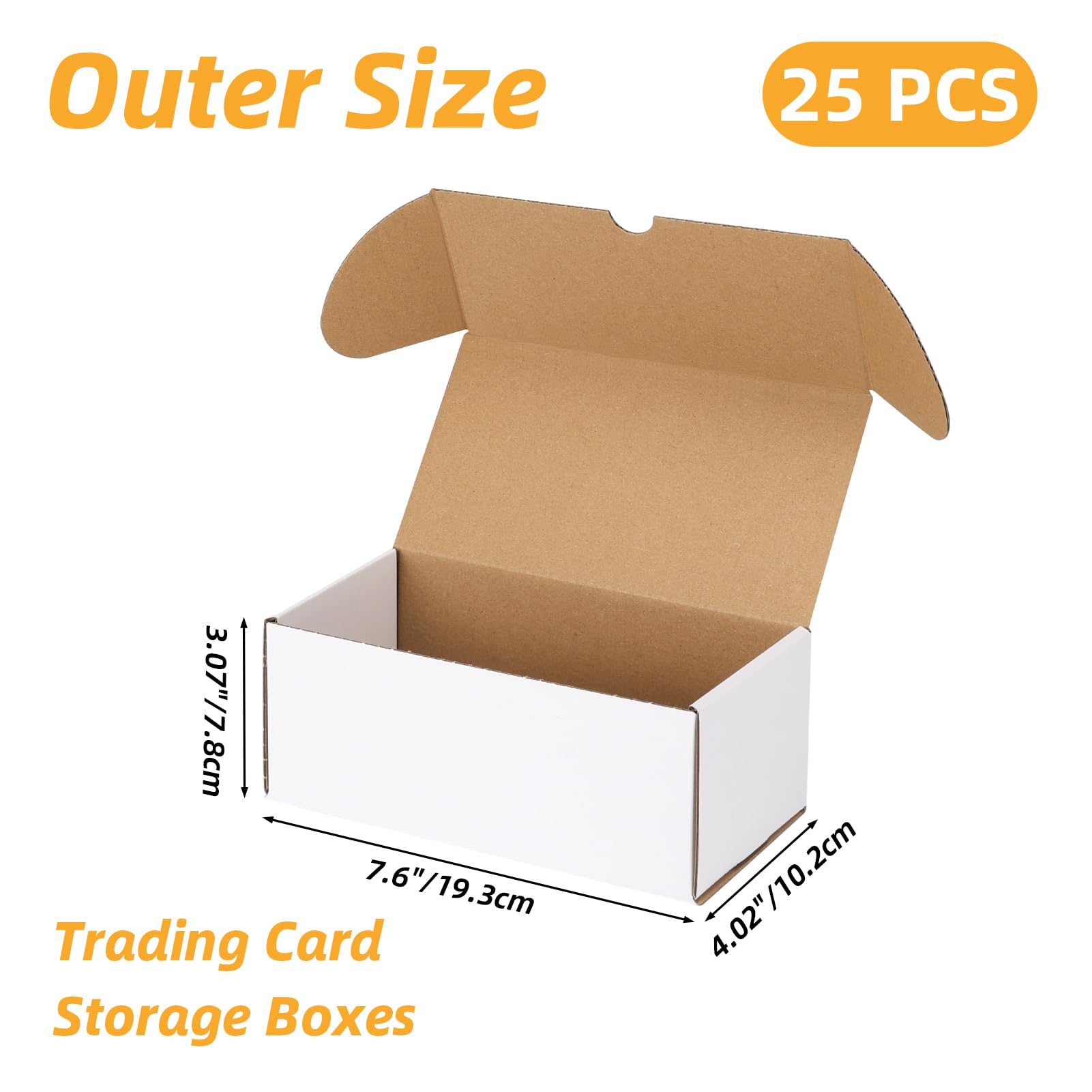 Lot de 25 boîtes de rangement en carton marron et blanc pour cartes de 7 x 9,4 x 7,4 cm