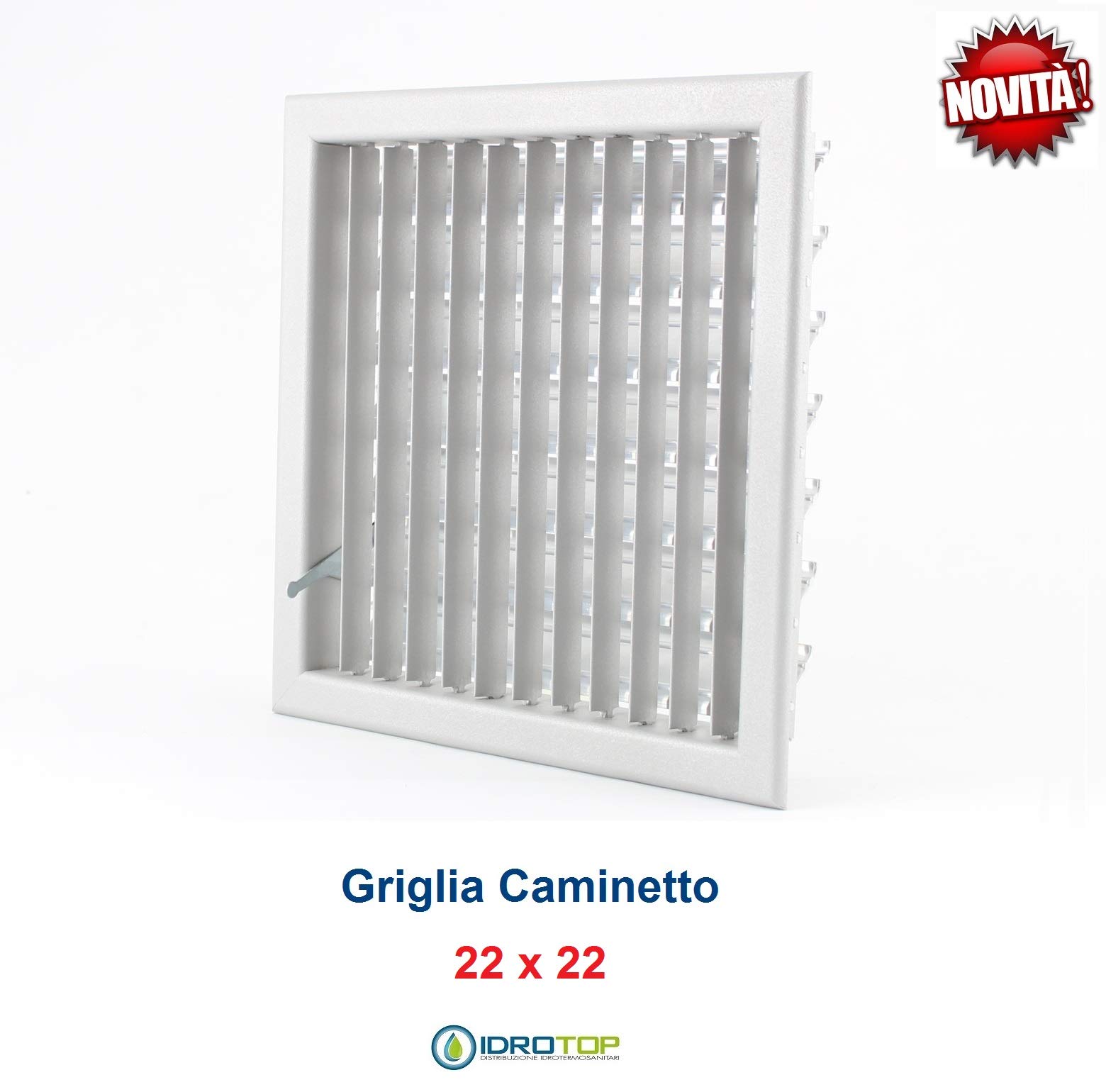 Rejilla de ventilación New Model 22 x 22 cm, gris, diámetro de 120 mm, ajustable, con persiana para chimenea