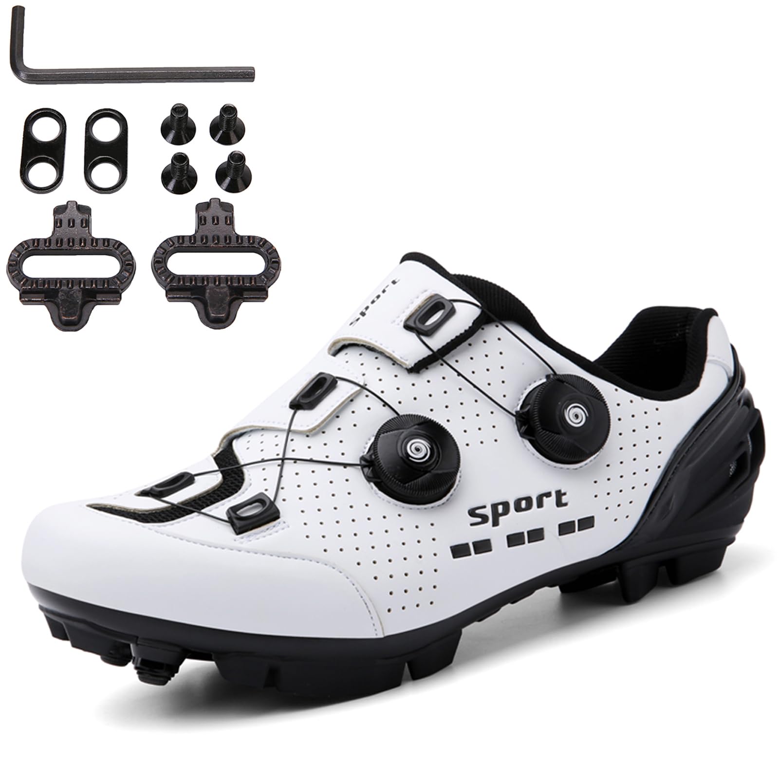 SDEQA Fahrradschuhe MTB Für Herren Damen, Fahrradschuhe Mountainbike Schuhe Kompatibel Mit SPD 2 Schrauben Mit Cleats, Unisex Radsportschuhe