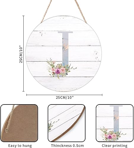 Vista 135 de Welcome Sign Front Decor Initial Letter B Round Wood Sign Monogram Purple Floral Wooden Plaque Blossom Floral 10in Country Wood Hanging Signs for