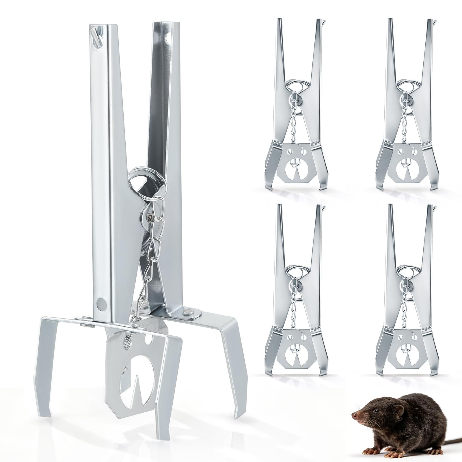 Mole Claw Scissor Traps, Heavy Duty Scissor Mole Traps, Easy Set Reusable Moles Tunnel Trap, Protect Your Lawn & Garden, Humane Vole Killer, Powerful Moles Deterrent Pest Control, Rust-Free, Pack of 5