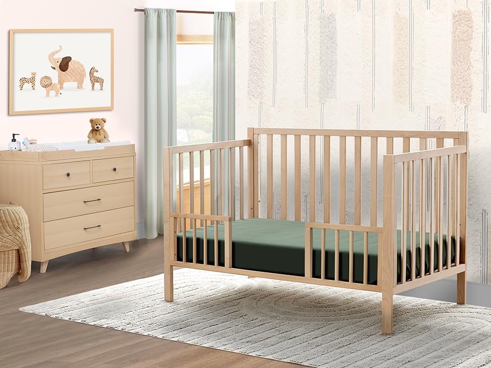 Sorelle Essex Euro 4-in-1 – Nursery Furniture Set, Wooden Baby Crib with Non-Toxic Finish, Integrated, Toddler Bed, Daybed, and Full-Size Bed Conversion Kit – Natural