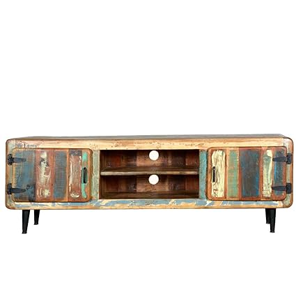 APRODZ Solid Wood Aarhus TV Stand Cabinet for Home | TV Unit for Living Room | Multicolor Finish