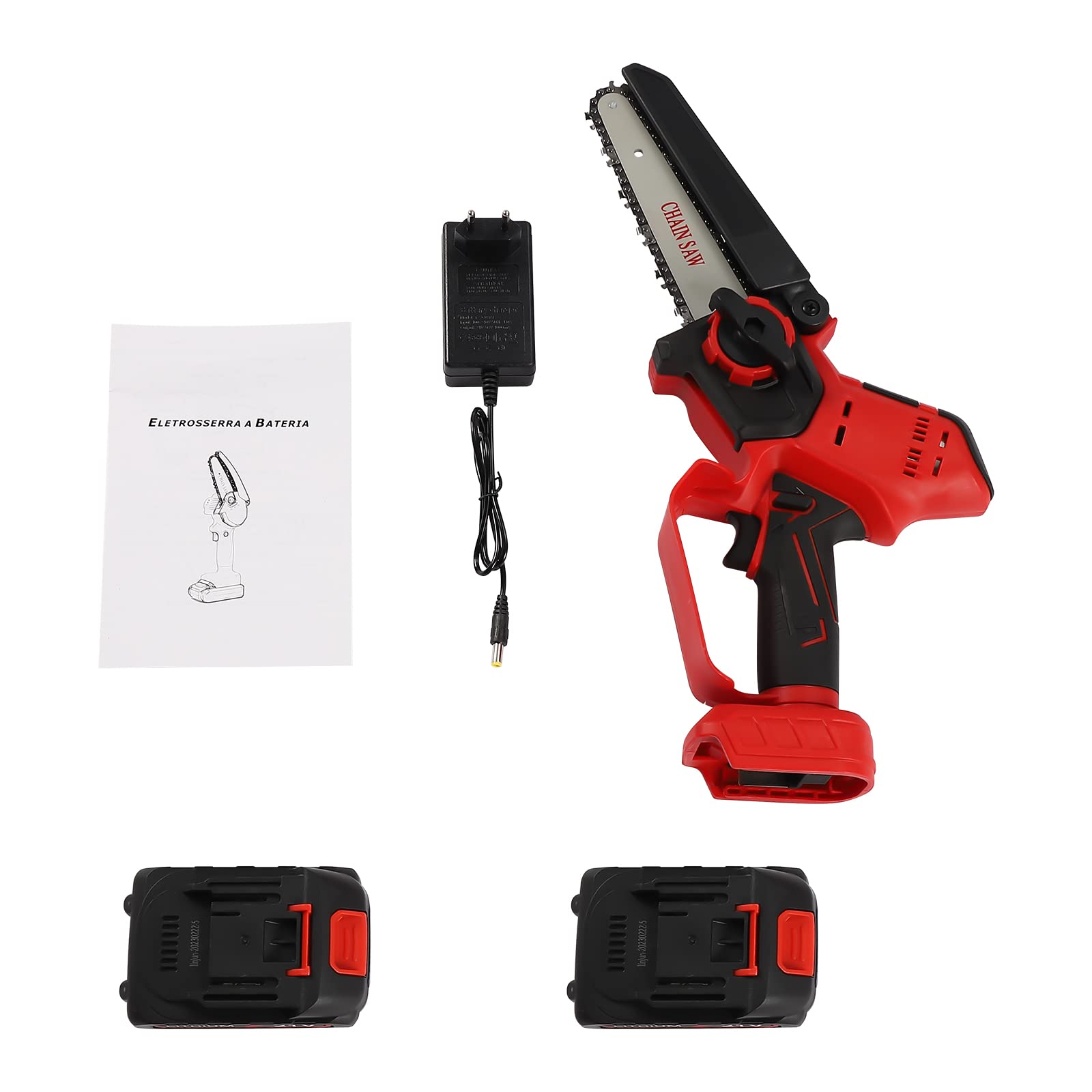 Mini motosierra con batería de 6 pulgadas eléctrica sola mano motosierra de mano para árboles jardinería bosques 1500 mAh