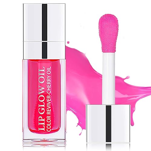 Aceite de labios voluminoso, aceite hidratante para labios, brillo de labios, bálsamo labial tintado, aceite labial transparente con cepillo grande,
