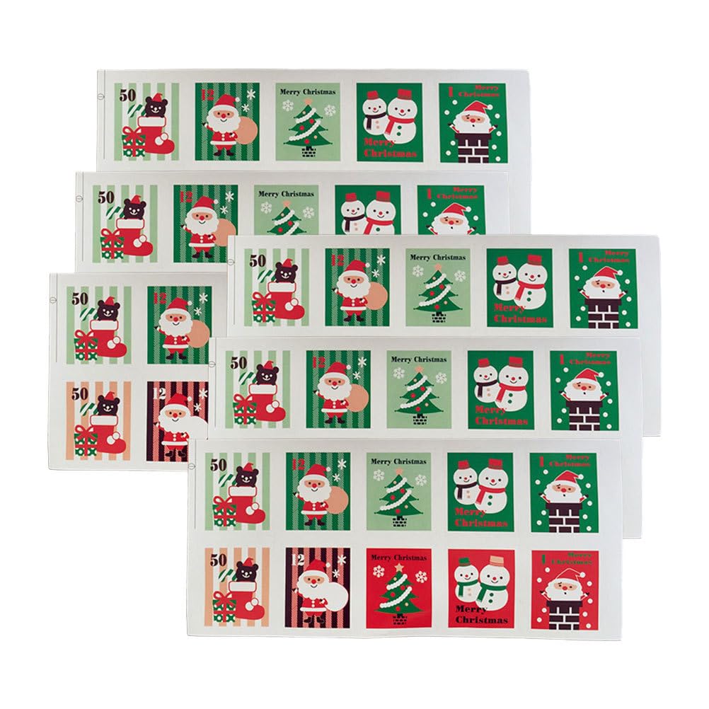 Supvox Picture 1 100Pcs Christmas Sticker Xmas Stamp Stickers Santa Sealing Tags For Packaging Candy Baking Scrapbook Decor