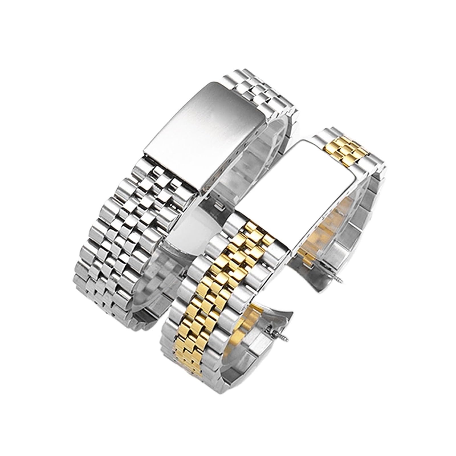 YINGO Correa De Reloj Con Extremo Curvado Acero Inoxidable, Pulsera Muñeca Correa Metal Sólido 13, 17, 18, 19, 20, 21 Y 22mm, 5 Cuentas