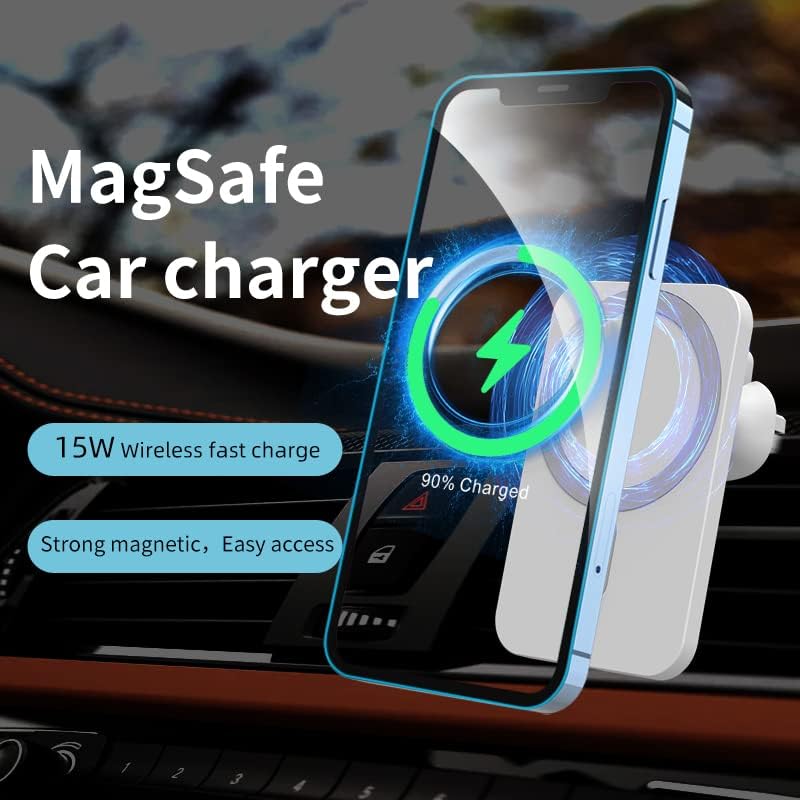Miniatura 6 de KAPAN Cargador de coche inalámbrico magnético de 15 W, cargador de coche inalámbrico compatible con iPhone 121314 ProPro Maxmini14 Plus, Samsung