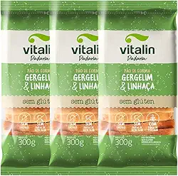 Kit com 3 pacotes de Pão de Forma Gergelim & Linhaça Sem Glúten de 300g cada - Vitalin