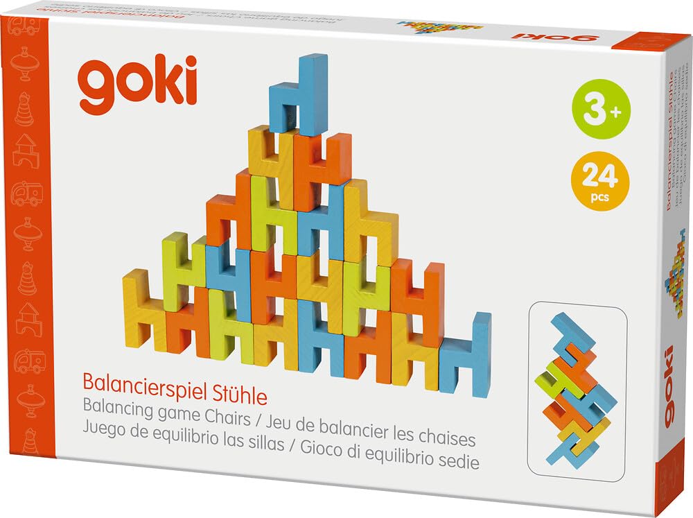 Goki 56662 Jeu d'équilibre et de 24 chaises en Bois 3,5 cm